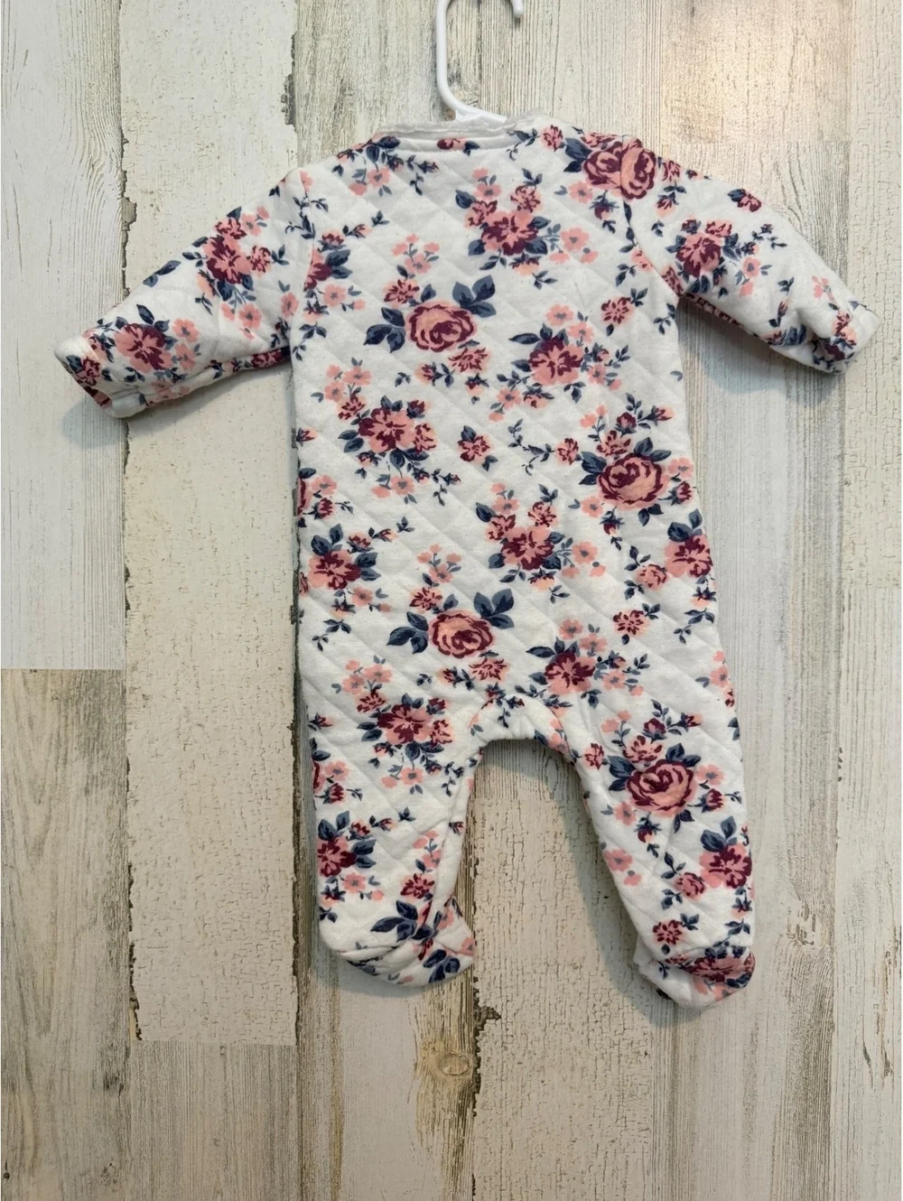 Nicole Miller Baby Girl 0-3M Floral Quilted Footed Sleeper